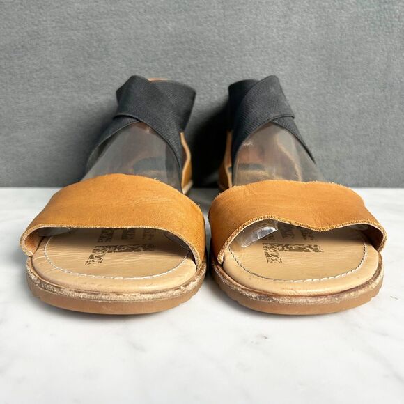 Sorel Ella Tan Leather Black Elastic Strap Sandal - Women's 8.5 - Picture 4 of 8